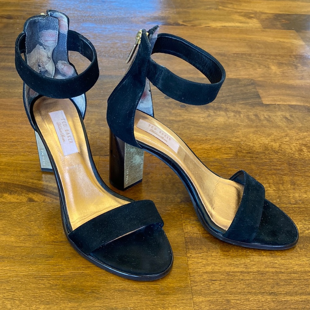 Ted Baker black suede stacked heels